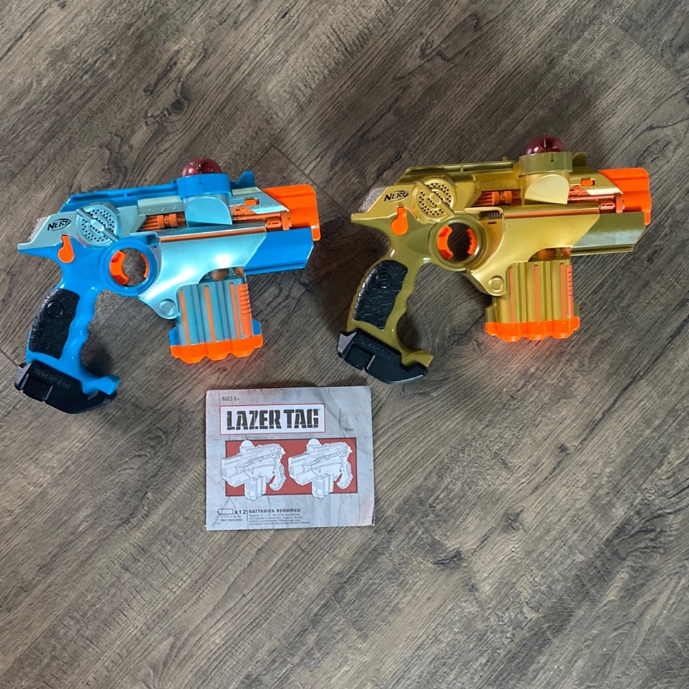 Nerf Lazer Tag Phoenix LTX Tagger set of 2. One Blue One Gold. Great condition.